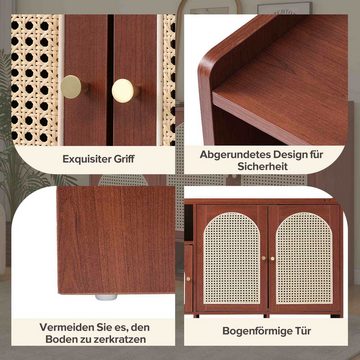 BlingBin Sideboard Kommoden Mit Rattan Einsatz 120 x 36 x 80 cm Eckschrank (1er Set, 1 St), vielseitige Aufbewahrungslösung für Ihr Zuhause