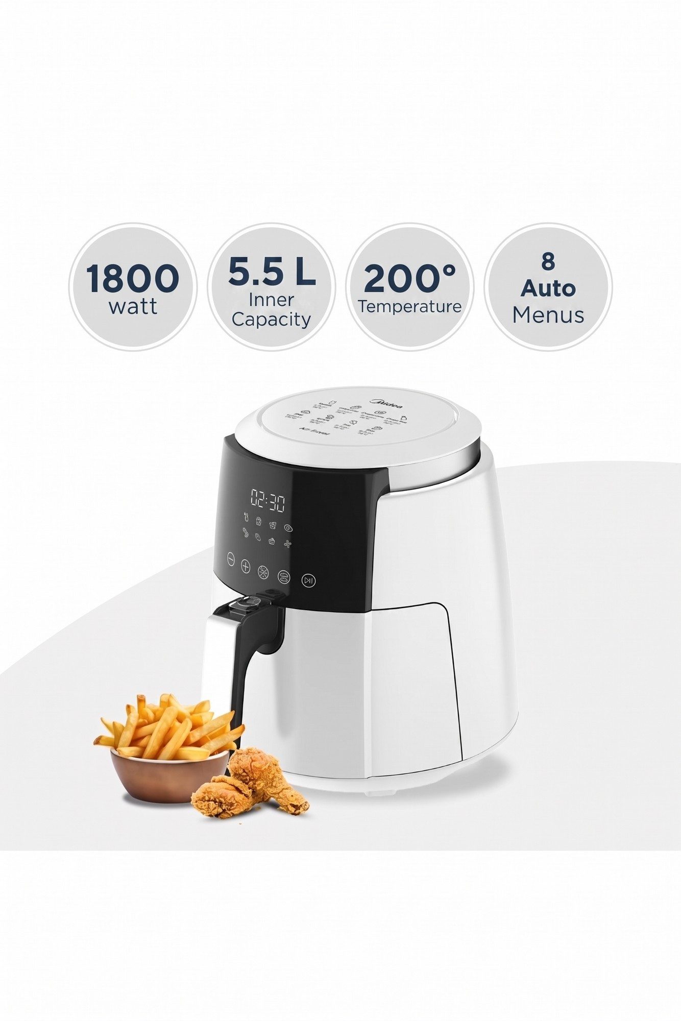 Opviq Heißluftfritteuse HAF-02, 1500 W, 3,9 L Fassungsvermögen,8bprogramme,Rapid-AirTechnologie,bis 200 °C
