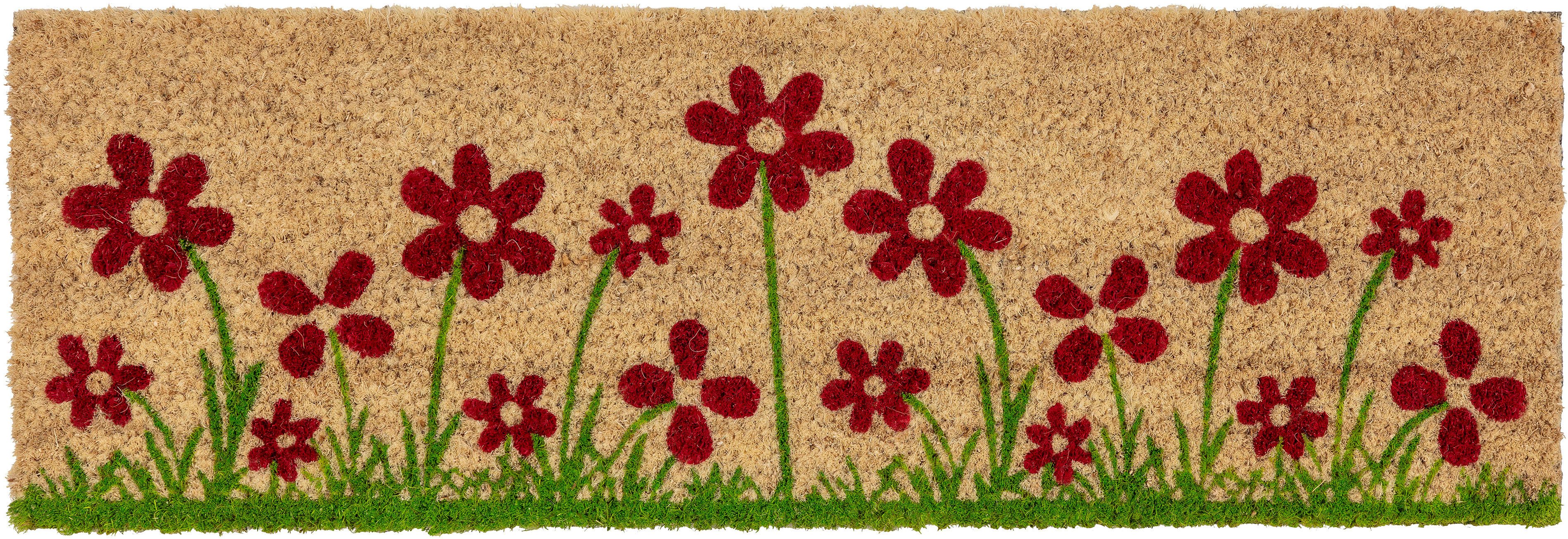 ASTRA Fußmatte Coco Style 014, rechteckig, Höhe: 14 mm, Türmatte, Kokos, farbig, Blumenwiese, rutschfest