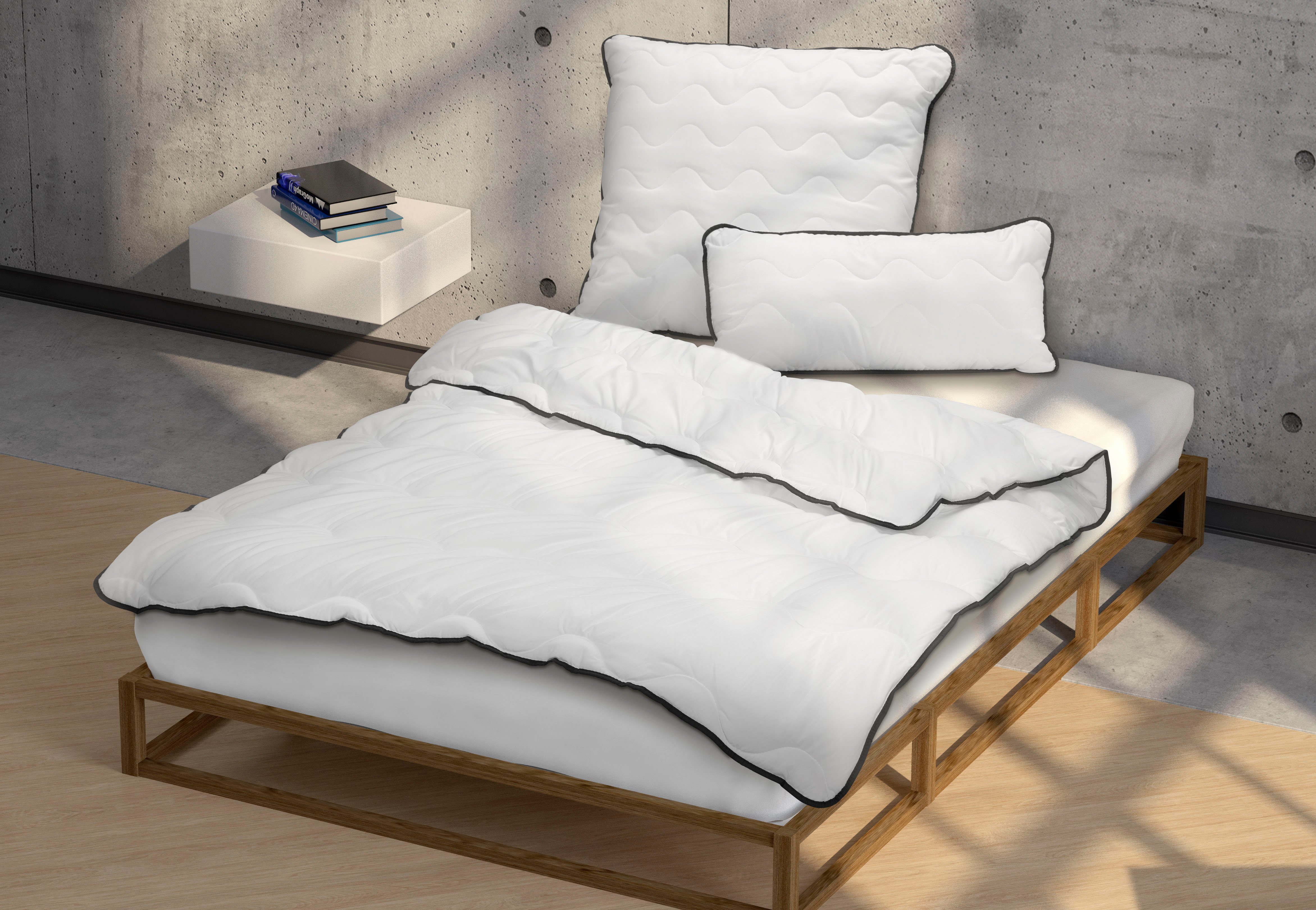 Biberna Sleep & Protect Microfaserkissen Sleep & Protect Inlett "Welle", Seitenschläfer, Rückenschläfer