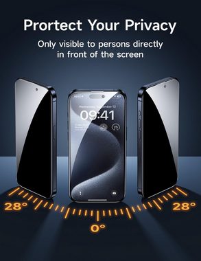 Baker Sichtschutzfolie 2 Stück Panzerglas Blickschutz für iPhone 12 13 14 15 Plus Pro Max, (2 Pack), Privacy Schutzglas Displayschutzfolie Schutzfolie