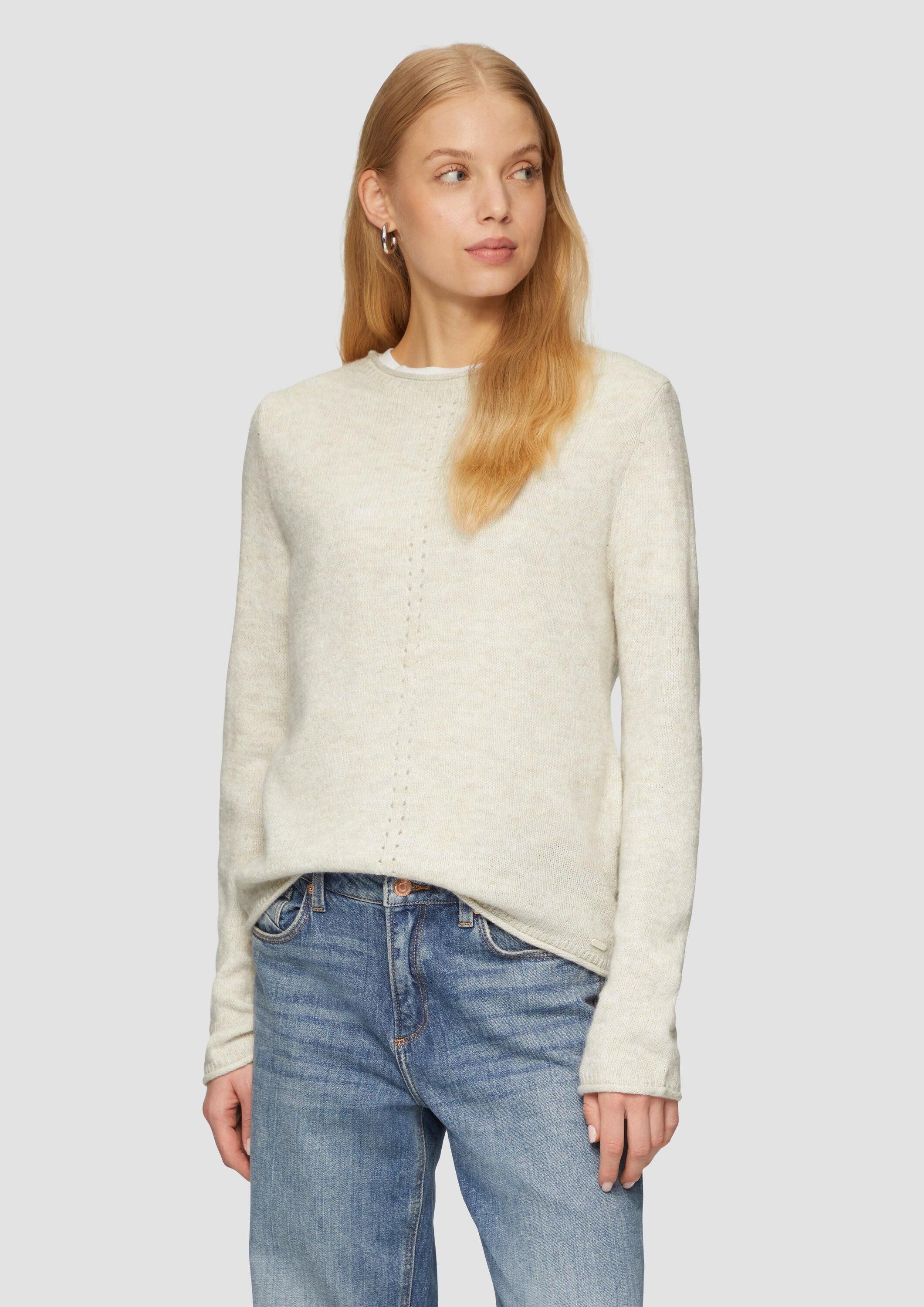 QS Longpullover Strickpullover Weicher Strickpullover mit Ajour-Detail günstig online kaufen