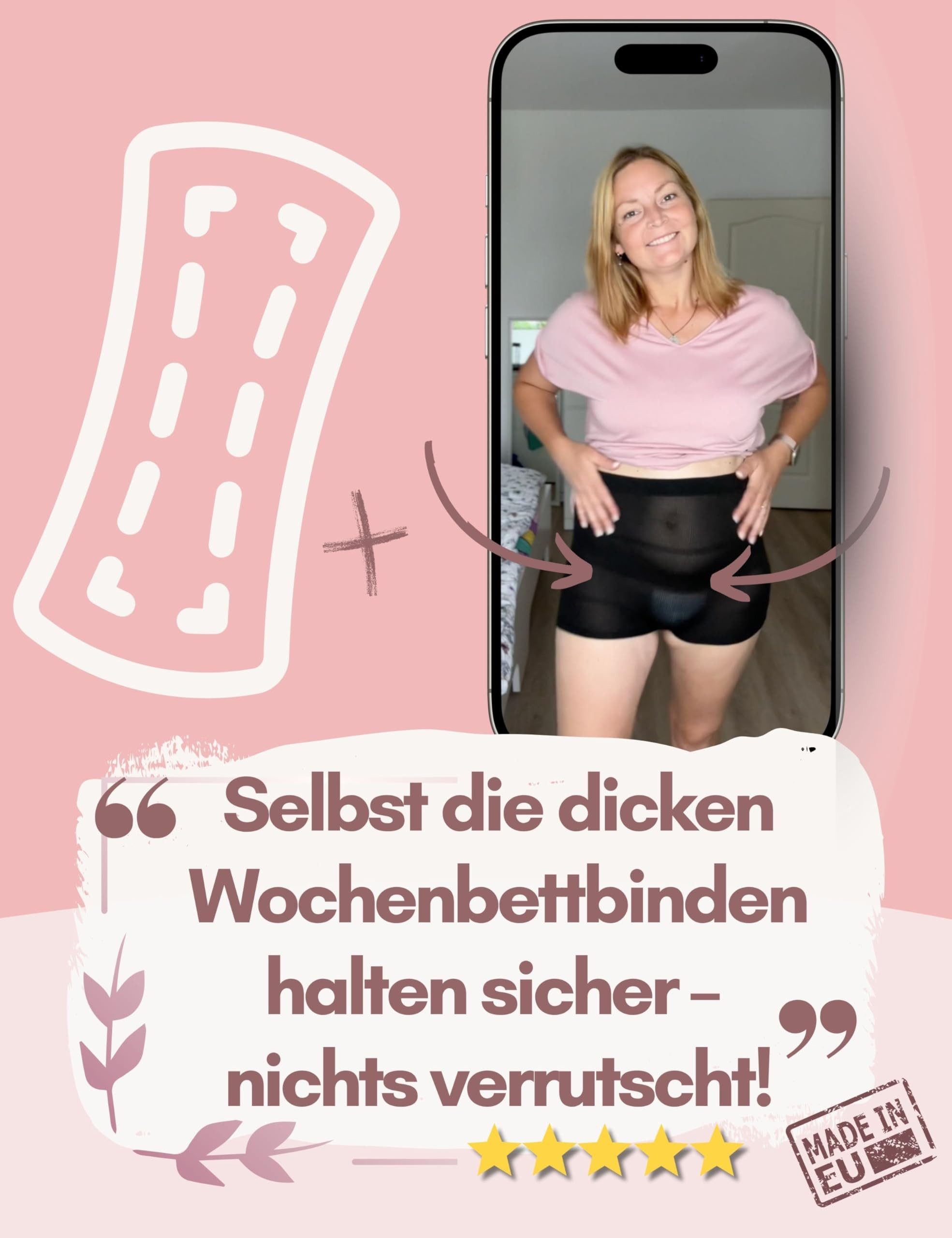 Mrs. Mum Funktionsunterhose Wochenbett Unterwäsche I Postpartum Unterwäsche waschbar I (7 STK) Made in EU I Kaiserschnitt Unterhose – Bild 3 von 5