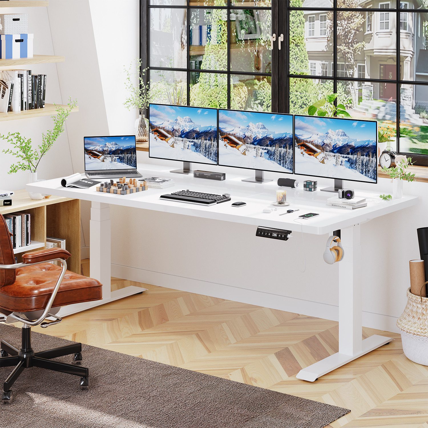 HOMALL Schreibtisch Höhenverstellbarer Einteilige Tischplatte 25mm Tragfähi günstig online kaufen