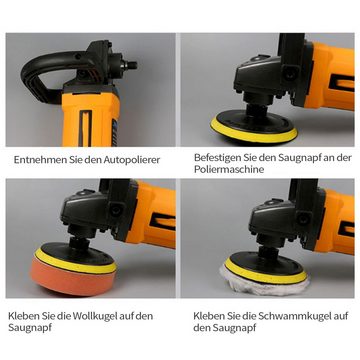 Amissz Polierpad Auto-Polierschwamm-Set,abnehmbar,wiederverwendbar,16 Stück