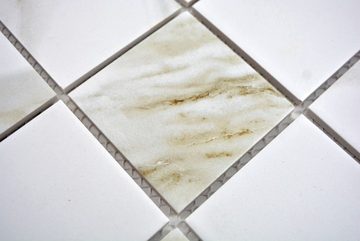Mosani Mosaikfliesen Keramik Mosaik Fliese Calacatta weiß beige Bad Fliesenspiegel