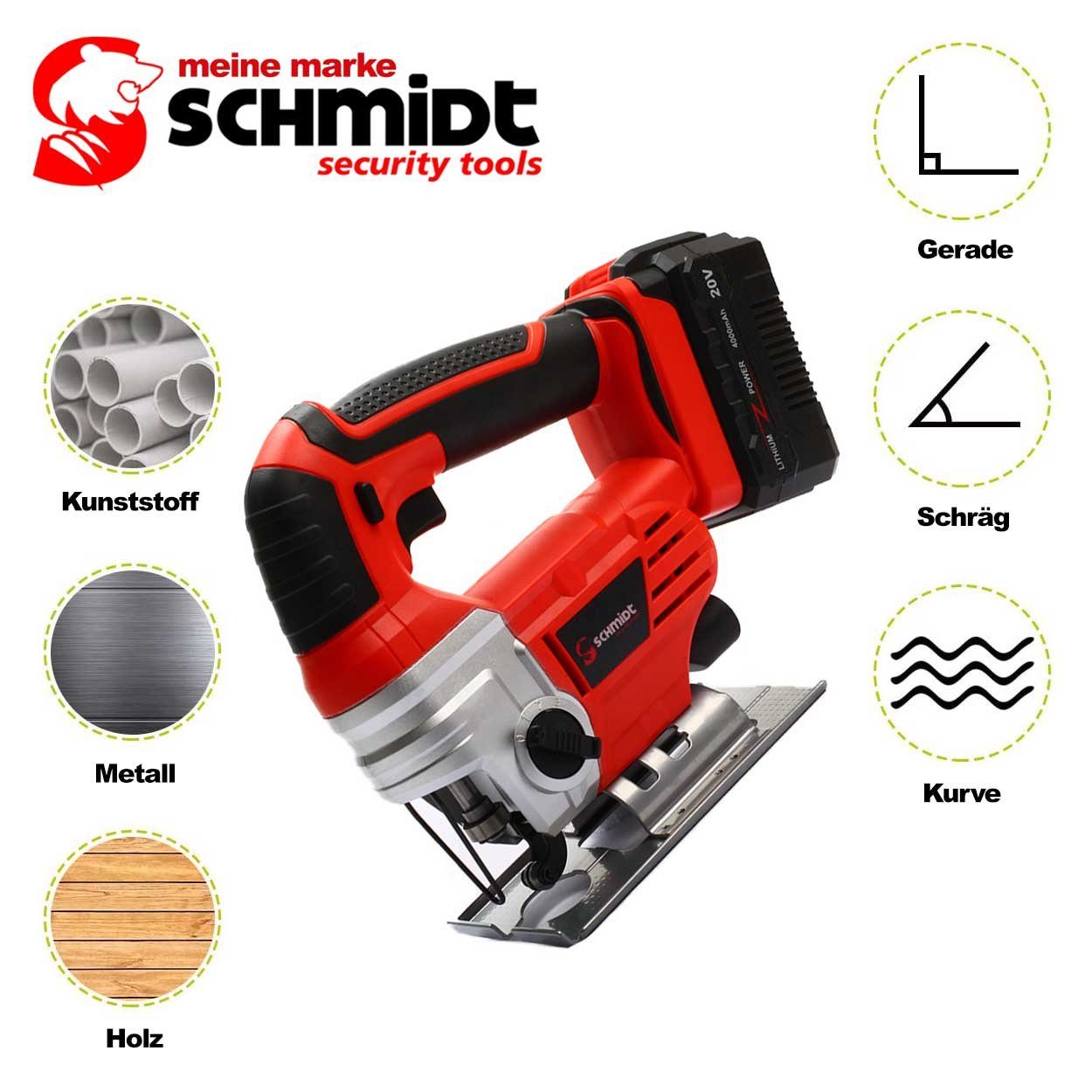 SCHMIDT security Set Werkzeug JS-19 Pendelhubstichsäge Akku-Stichsäge tools Handsäge