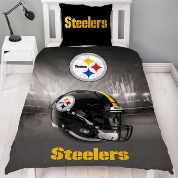 Wendebettwäsche NFL American Football Bettwäsche Pittsburgh Steelers Linon / Renforcé, BERONAGE, 100% Baumwolle, 2 teilig, 135x200 + 80x80 cm