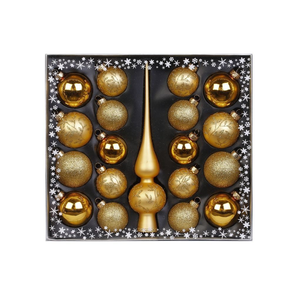 MAGIC by Inge Weihnachtsbaumkugel Kugelsortiment mit Spitze 19 Stk Inkagold