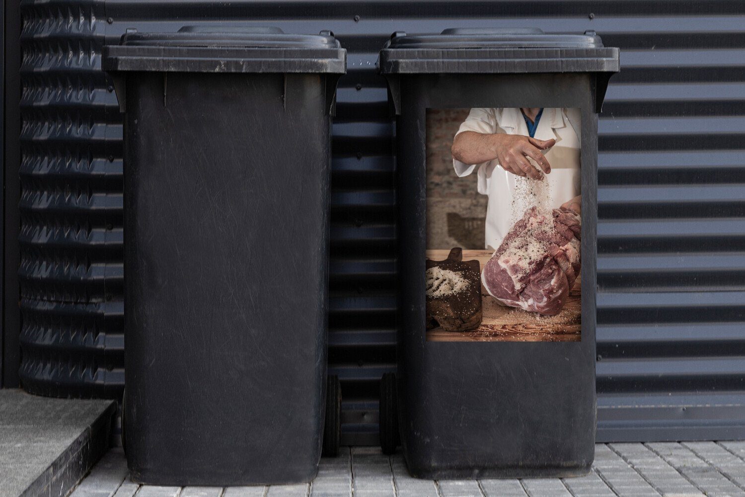 Metzgerei (1 das Container, St), Fleisch würzt Mülleimer-aufkleber, in Der Mülltonne, Metzger Wandsticker Sticker, Abfalbehälter der MuchoWow