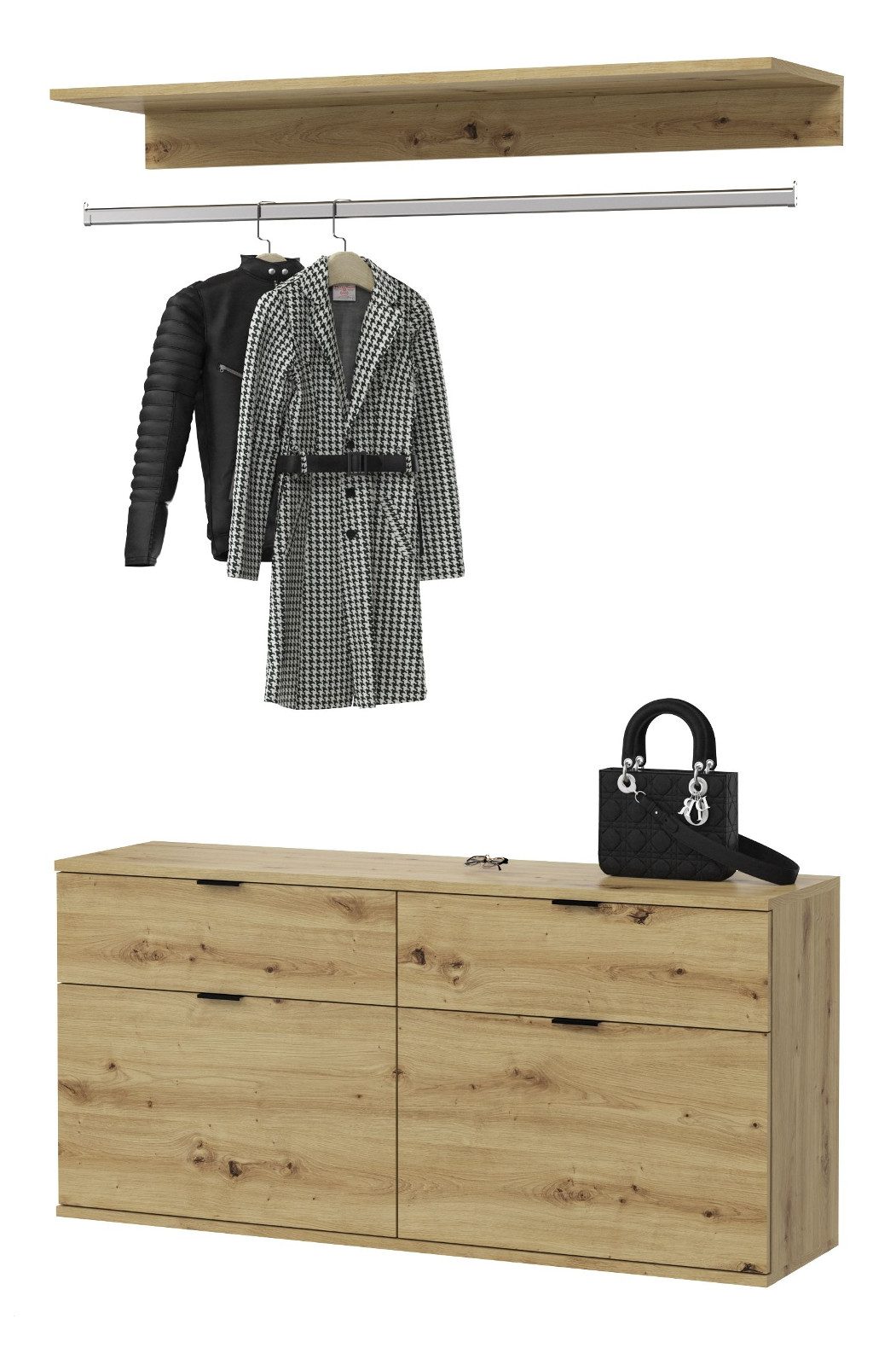 Inn.Furn Шкафы-Set Line-Up, (in Artisan Eiche, 121 cm), mit Kleiderstange