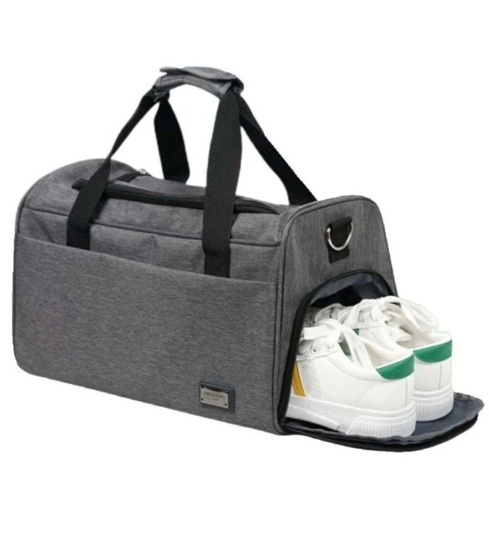 PRESO BAG Sporttasche Sporttasche mit Schuhfach, Weekender, Fitnesstasche, Reisetasche, Hochwertige Verarbeitung Grau