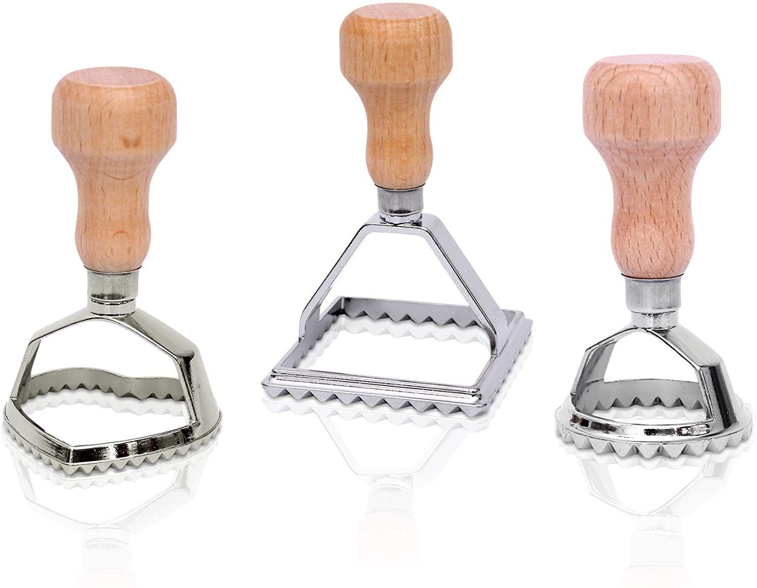 Flanacom Ravioliform Ravioli-Ausstecher Edelstahl - 3er Set, (Set 3-tlg), 3 verschiedene Motive