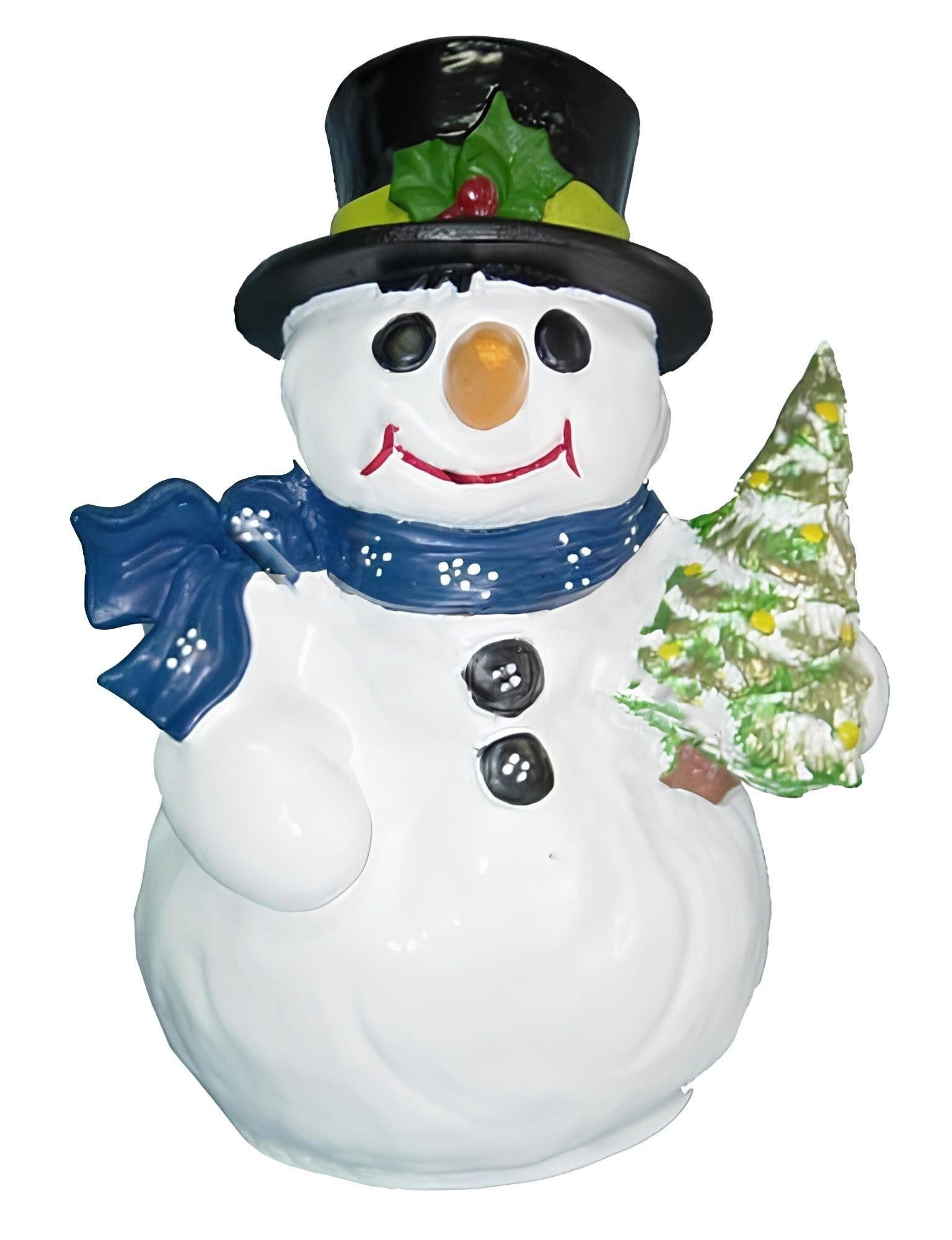 Weihnachtsfigur Neue Deko Skulptur aus Stein - Design Schneemann Figur für stilvolle