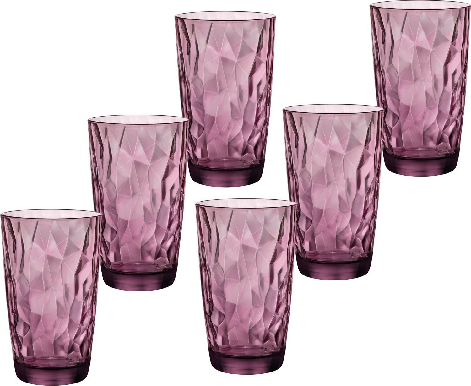 Emilja Longdrinkglas Longdrink Скло Diamond Rock Purple - 6 Stück - Келихи для коктейлів, durchgefärbtes Glas