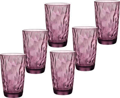 Emilja Longdrinkglas Longdrink Gläser Diamond Rock Purple - 6 Stück - Cocktailgläser, durchgefärbtes Glas