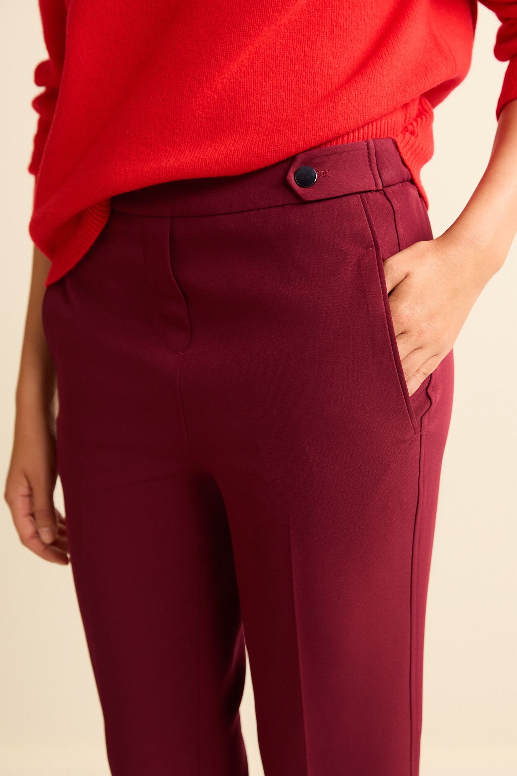 elastischem Dehnbund-Hose mit Red Next Berry Bein Hose (1-tlg) geradem Rückenbund und