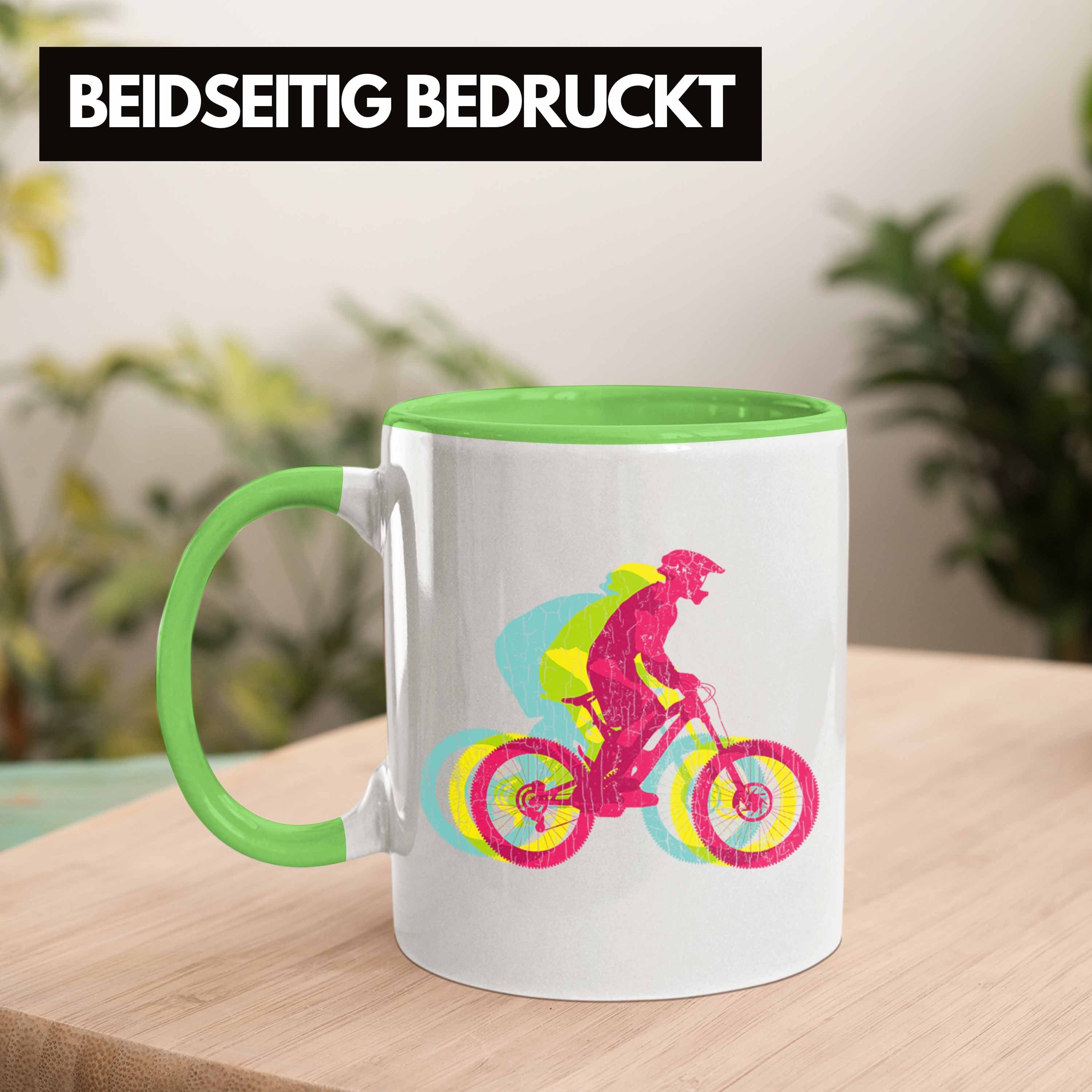 MTB Kaffeetasse Kinder Grafik Geschenk Männer Trendation - Accessories Grün Mountainbiker Moutainbike Fun Tasse Geschenkidee Tasse Trendation