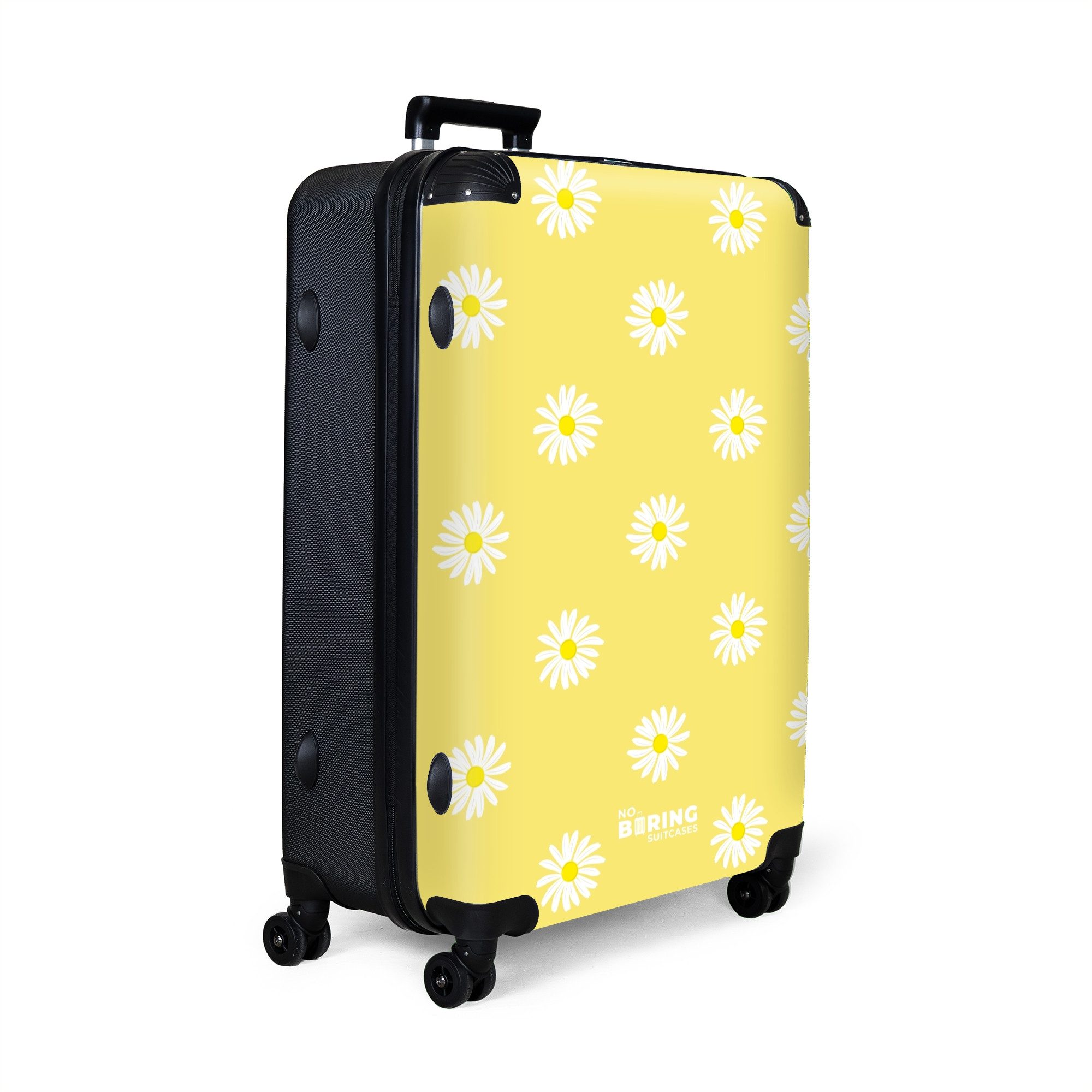 NoBoringSuitcases.com© Hartschalen-Trolley Pastellgelb mit Gänseblümchen 77 günstig online kaufen