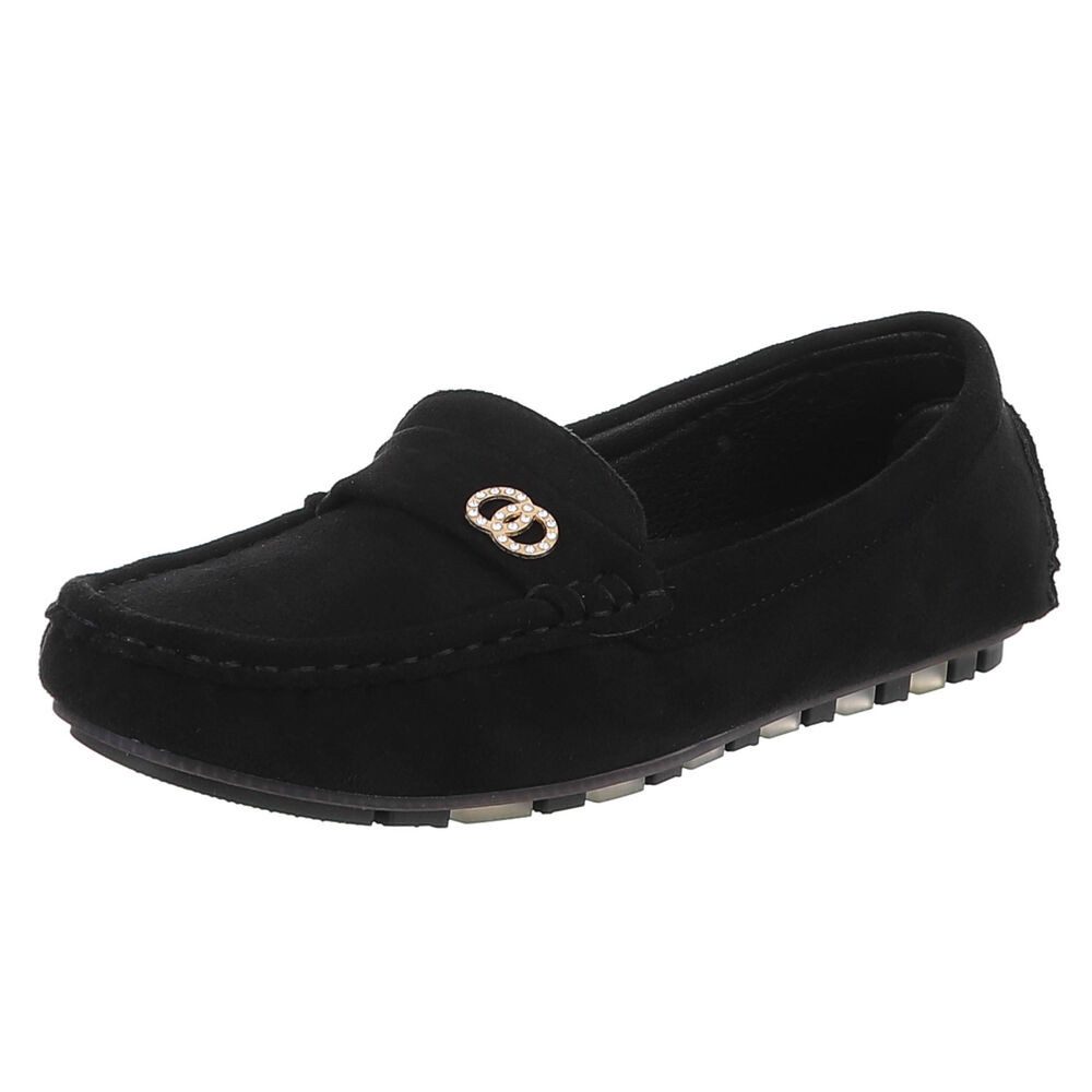 Ital-Design Modischer Mokassin für Damen mit eleganten Details Slipper (91554429) Flach Mokassins in Schwarz