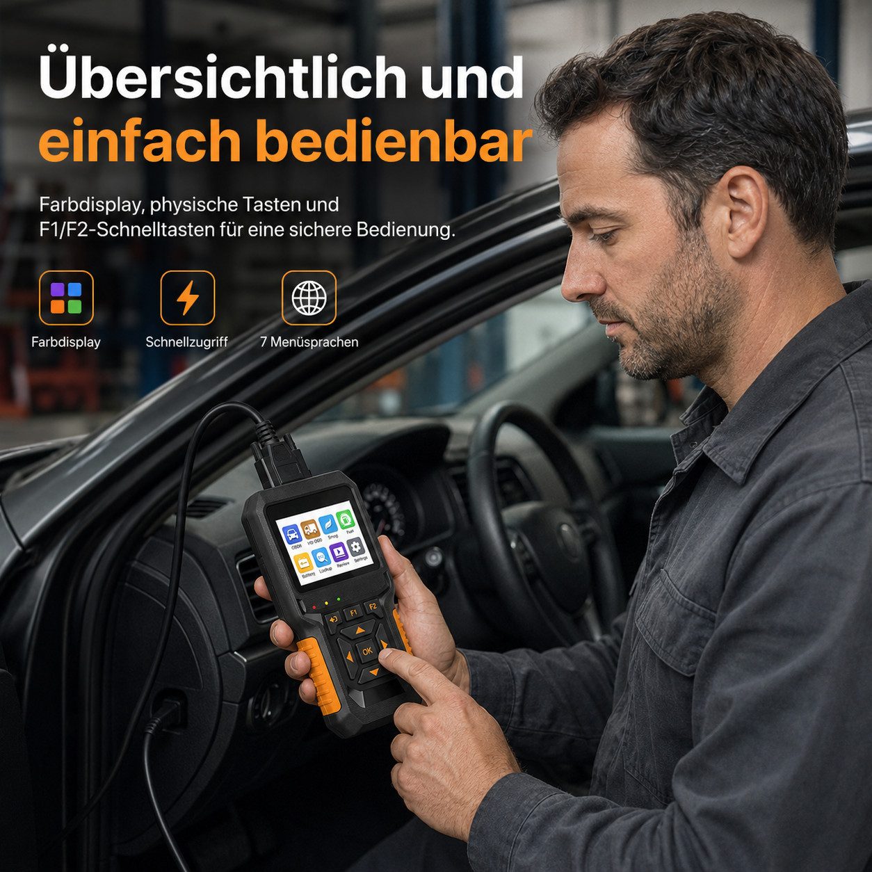 Lisabonde OBD2-Diagnosegerät Kfz Diagnosegerät OBD2 Kfz Fehlerlesegerät 12V 24V, Set, Echtzeit-Datenstrom – Bild 4 von 5