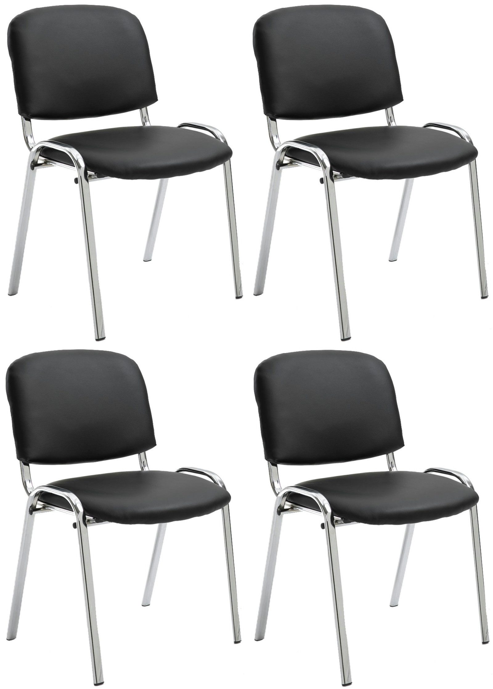 CLP Besucherstuhl Ken Chrom Kunstleder (4er Set), Gepolsterter Sitz