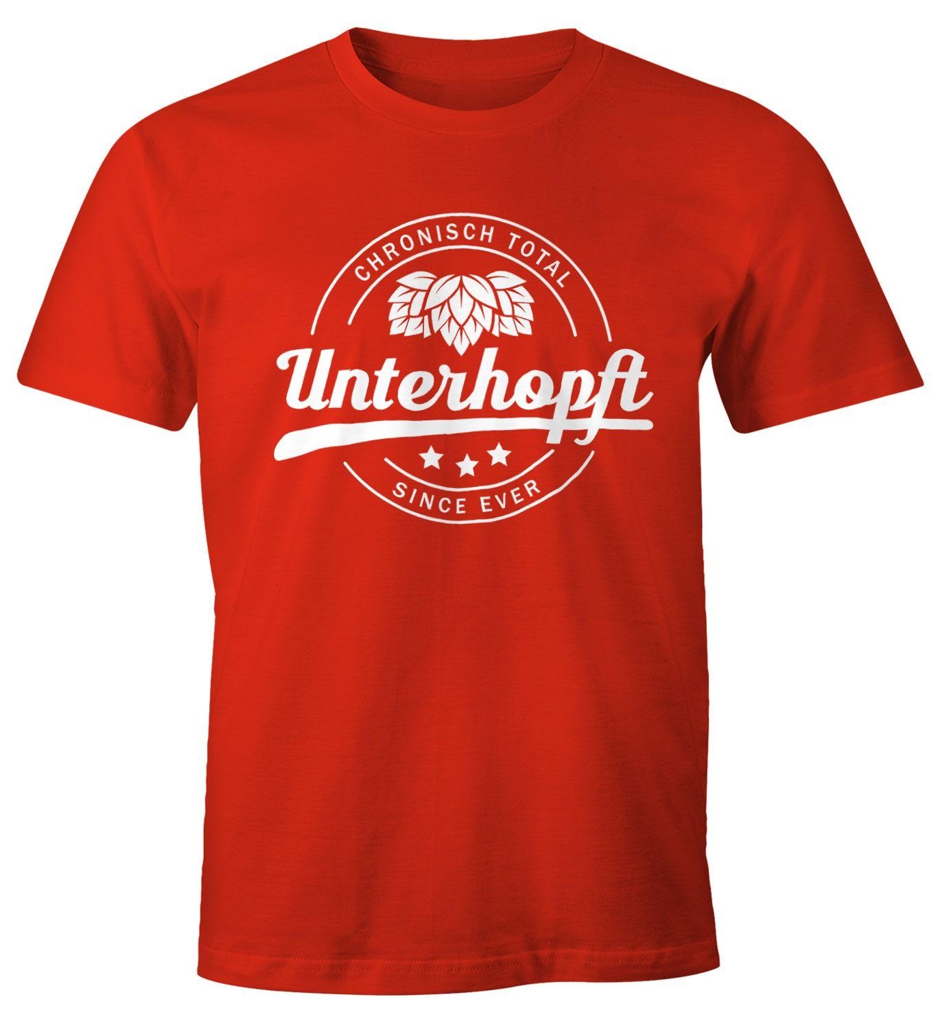 MoonWorks Print-Shirt Chronisch Unterhopft Total Herren T-Shirt Since Ever Fun-Shirt Moonworks® mit Print rot