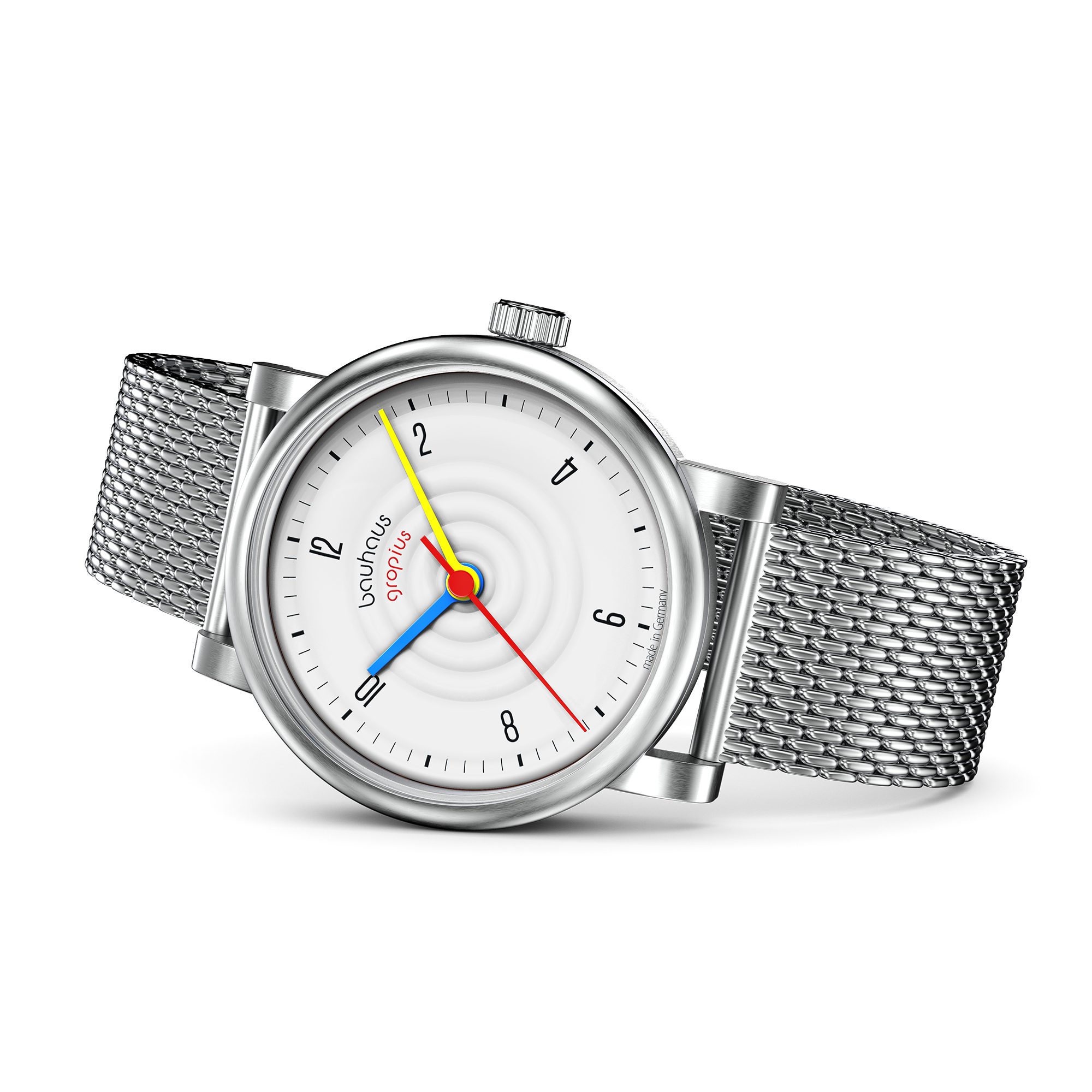 Walter Gropius Automatikuhr Made in Germany, Saphirglas, Sound of Bauhaus Automatik - WGA 802-01M, Designeruhr, Edelstahlband mit Easy-Release System, Edelstahlgehäuse