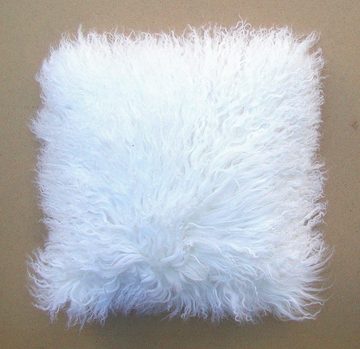Kissenbezug attraktives Tibetlammfell Fellkissen weiß 45x45 cm Haarlänge ca 13 cm, Ensuite