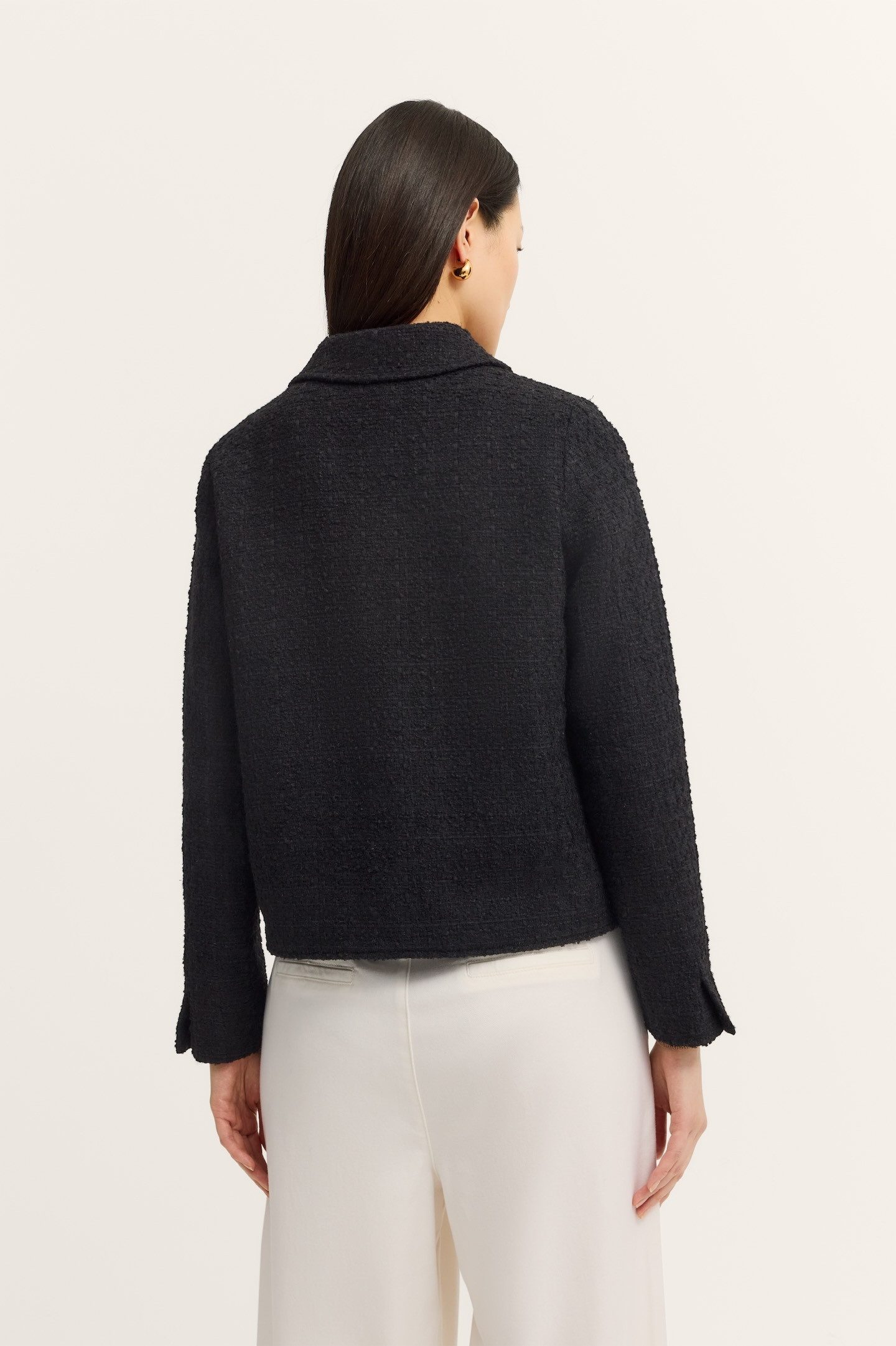 bugatti Hemdjacke Bouclé mit Knopfleiste und aufgesetzten Taschen