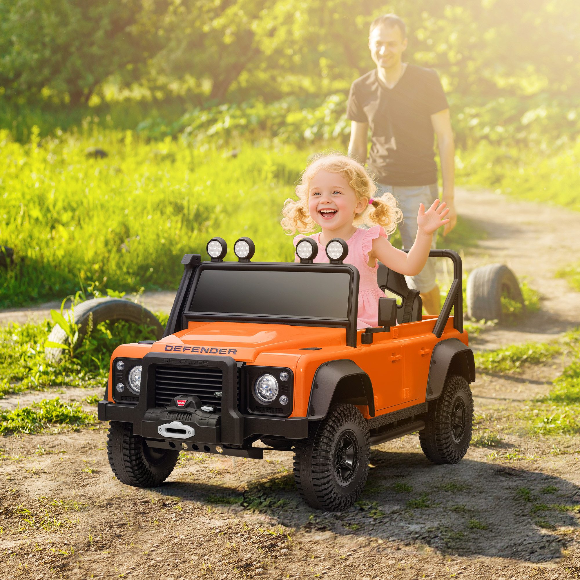 AIYAPLAY Elektro-Kinderauto 12V 7Ah Kinderauto mit 2,4 Ghz Fernbedienung, Belastbarkeit 30 kg, (1-tlg), für Kinder 3-5 Jahre Orange