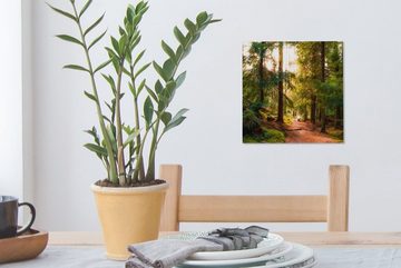 OneMillionCanvasses® Leinwandbild Wald - Weg - Bäume - Grün - Sonne - Natur, (1 St), Leinwand Bilder für Wohnzimmer Schlafzimmer