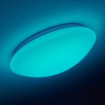 hofstein Deckenleuchte »Osini« runde Deckenlampe mit RGB Farbwechsler und Fernbedienung, 3000 Kelvin, Glitzereffekt, dimmbar, Sternenhimmeloptik, Nachtlichtfunktion