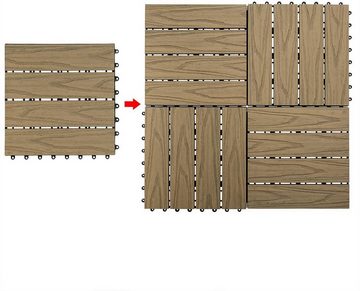 EUGAD WPC-Fliesen, 22 St., WPC Balkonfliesen 3D Holzstruktur Terrassenfliese für 1m², 30x30 cm, Garten Klickfliese, Bodenbelag, Hellbraun