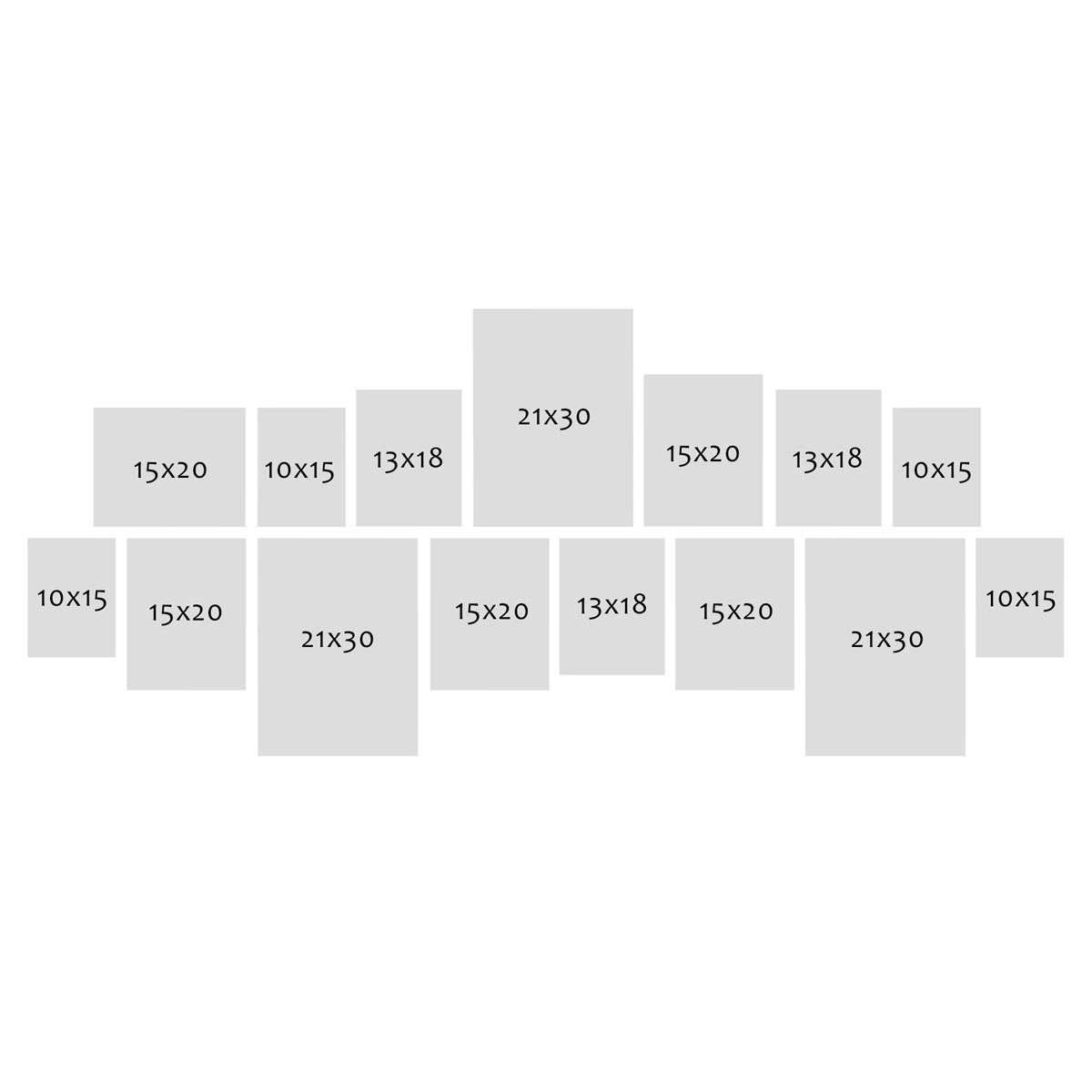 cm 15er 21x30 bis 10x15 PHOTOLINI Bilderrahmen Set moderne, Weiss Rahmen breite