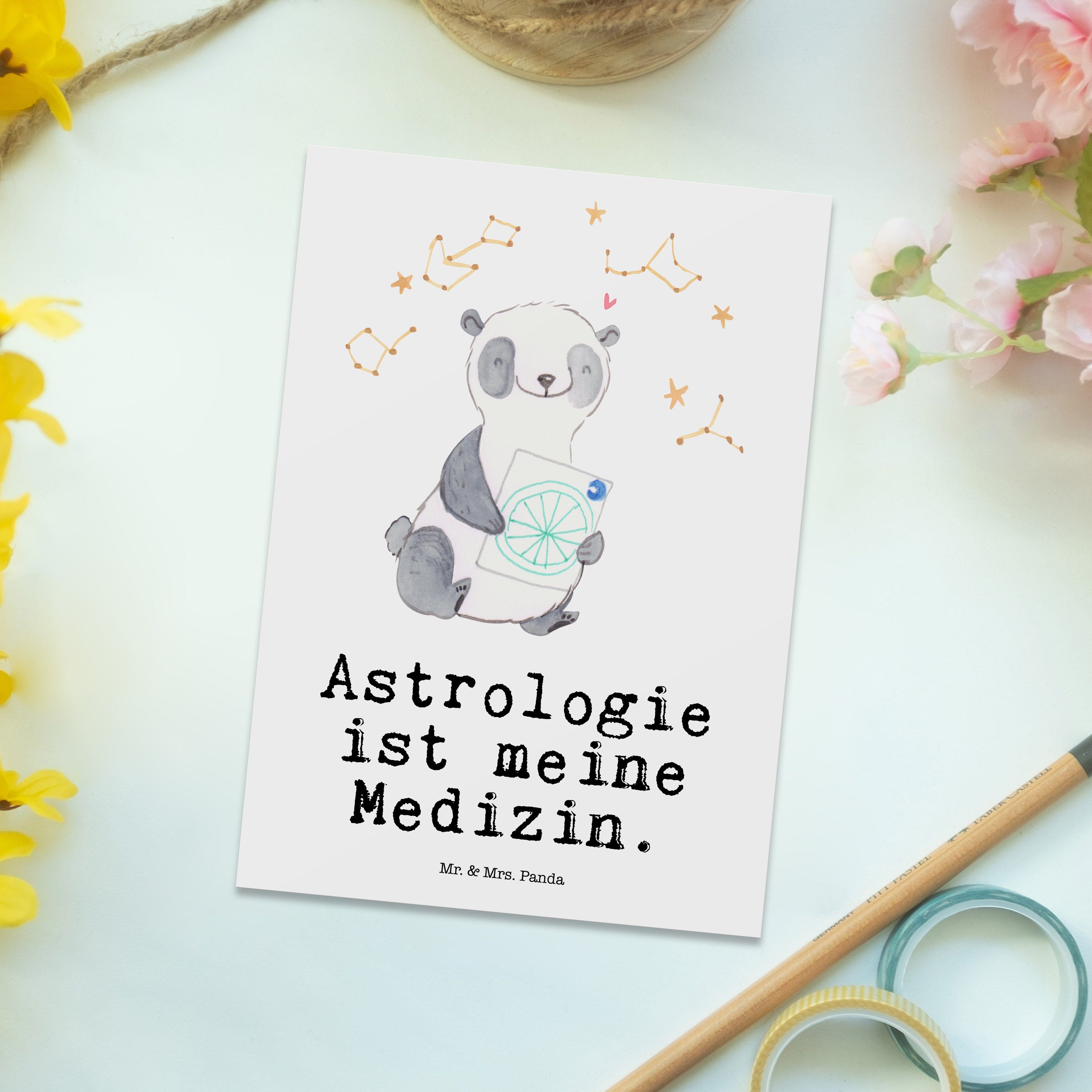 & Medizin Panda Geschenk, - Sport, Ansic Astrologie Weiß Mr. - Sternbilder, Mrs. Postkarte Panda
