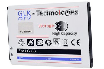 GLK-Technologies High Power Ersatzakku kompatibel mit LG G3 D855 D690 D830 D850 D851 LTE, Original GLK-Technologies Battery, accu, 3100mAh Akku, Smartphone-Akku 3100 mAh (3.8 V)