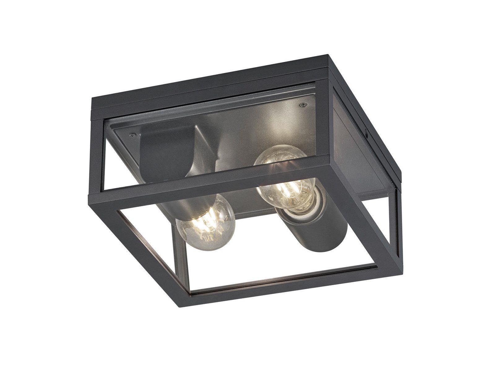TRIO Leuchten LED Außen-Deckenleuchte Aluminium Anthrazit & Glas 24 x 24cm, LED wechselbar, warmweiß, Außenleuchte, Terrassenlampe für Überdachung Haus-Eingang mit E27 LED