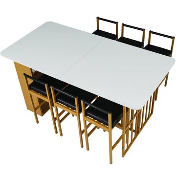 REDOM Essgruppe Esstisch mit 6 Esszimmerstuhl Set Küchetisch Barstuhl Sitzgruppe, (7-tlg)