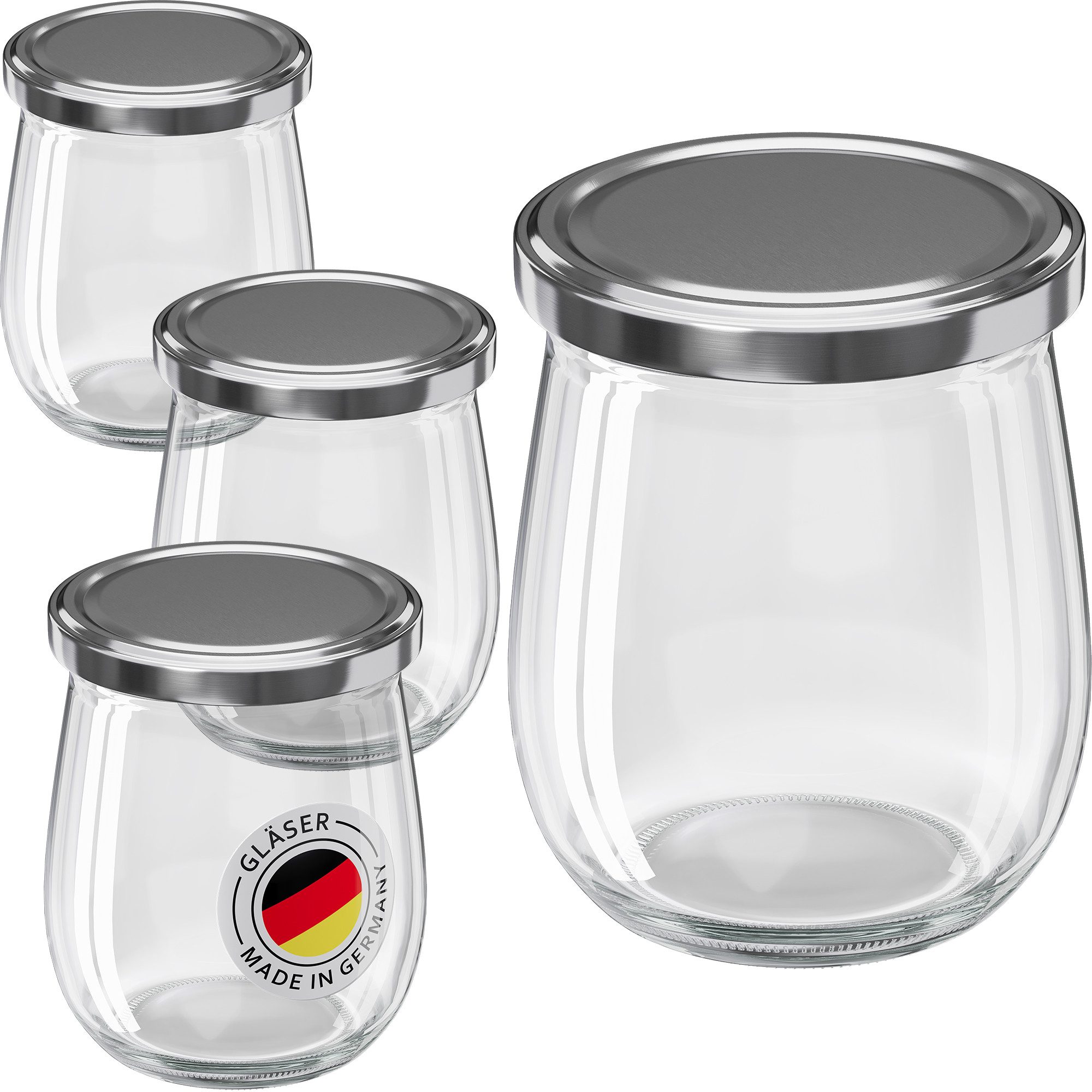 Wellgro Vorratsglas Einmachgläser mit Schraubdeckel 417ml - Deckel To 82, (6-tlg)