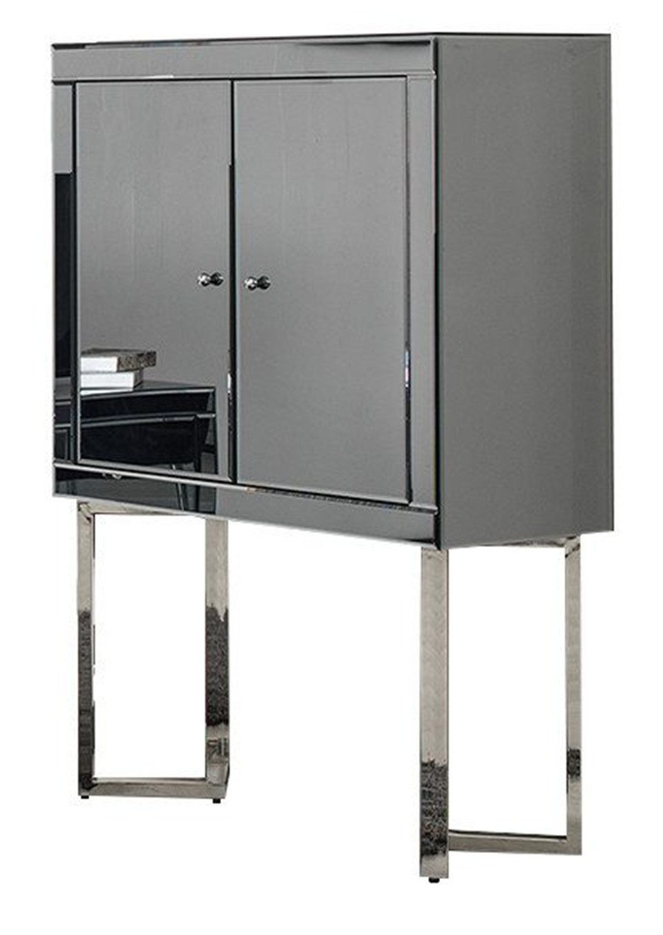 Xlmoebel Barschrank Grau lackierte Vitrine mit Holzoptik für Esszimmer (Schrank) Hergestellt in Europa