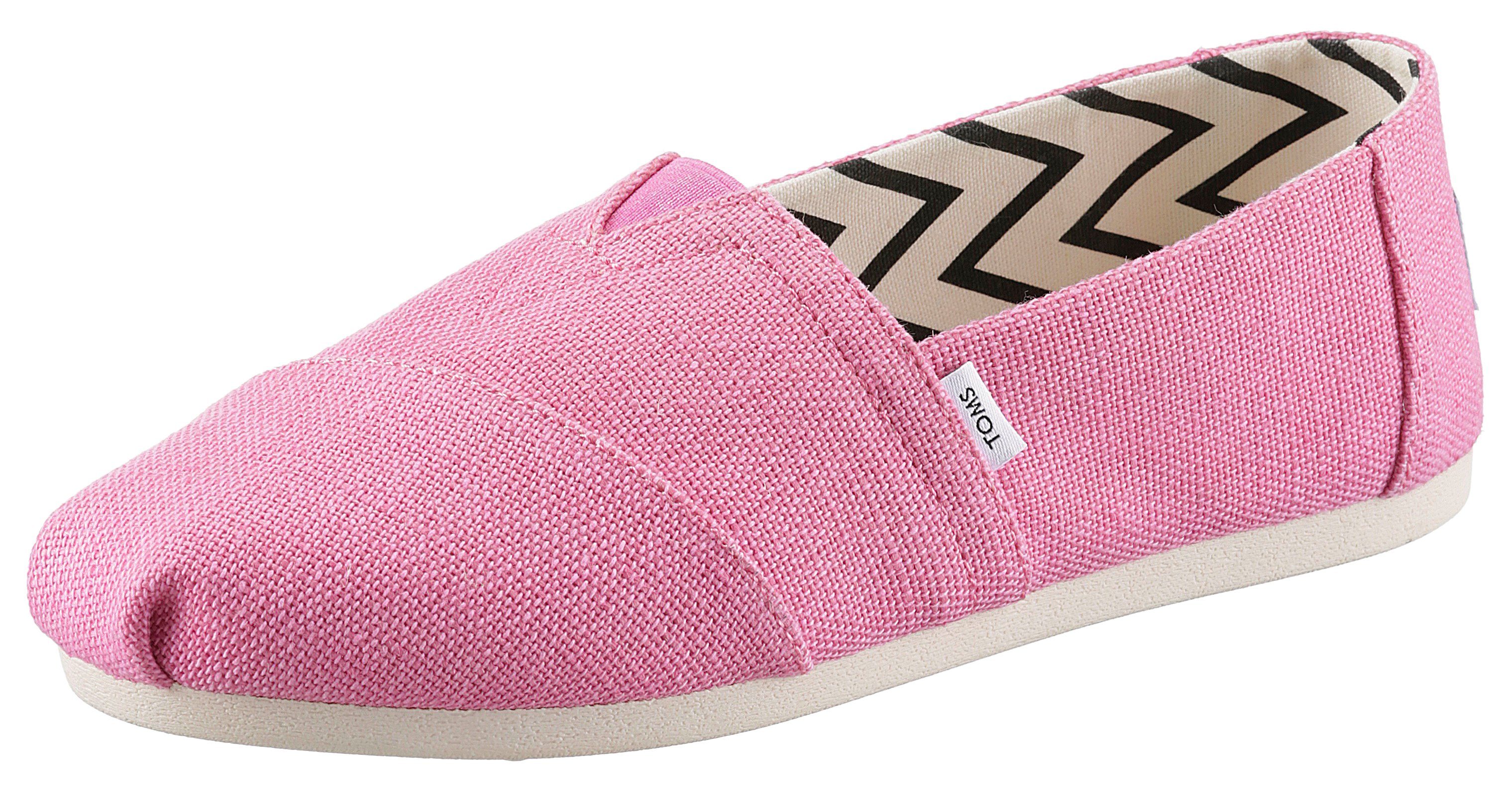 ALPARGATA Laufsohle, TOMS Form flexibler mit Espadrille schmale pink