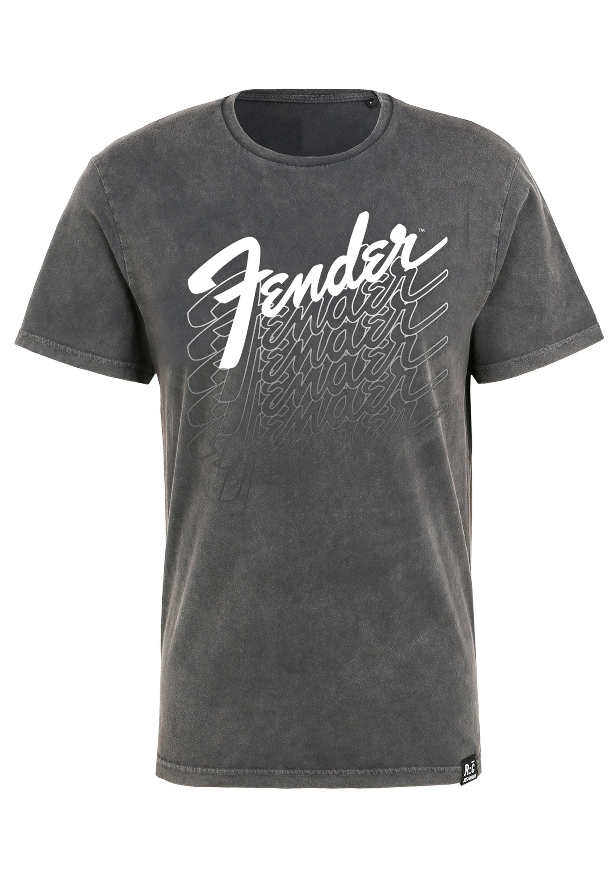 Recovered T-Shirt Fender Logo Repeat Fade (1-tlg) mit angesagtem Logoprint