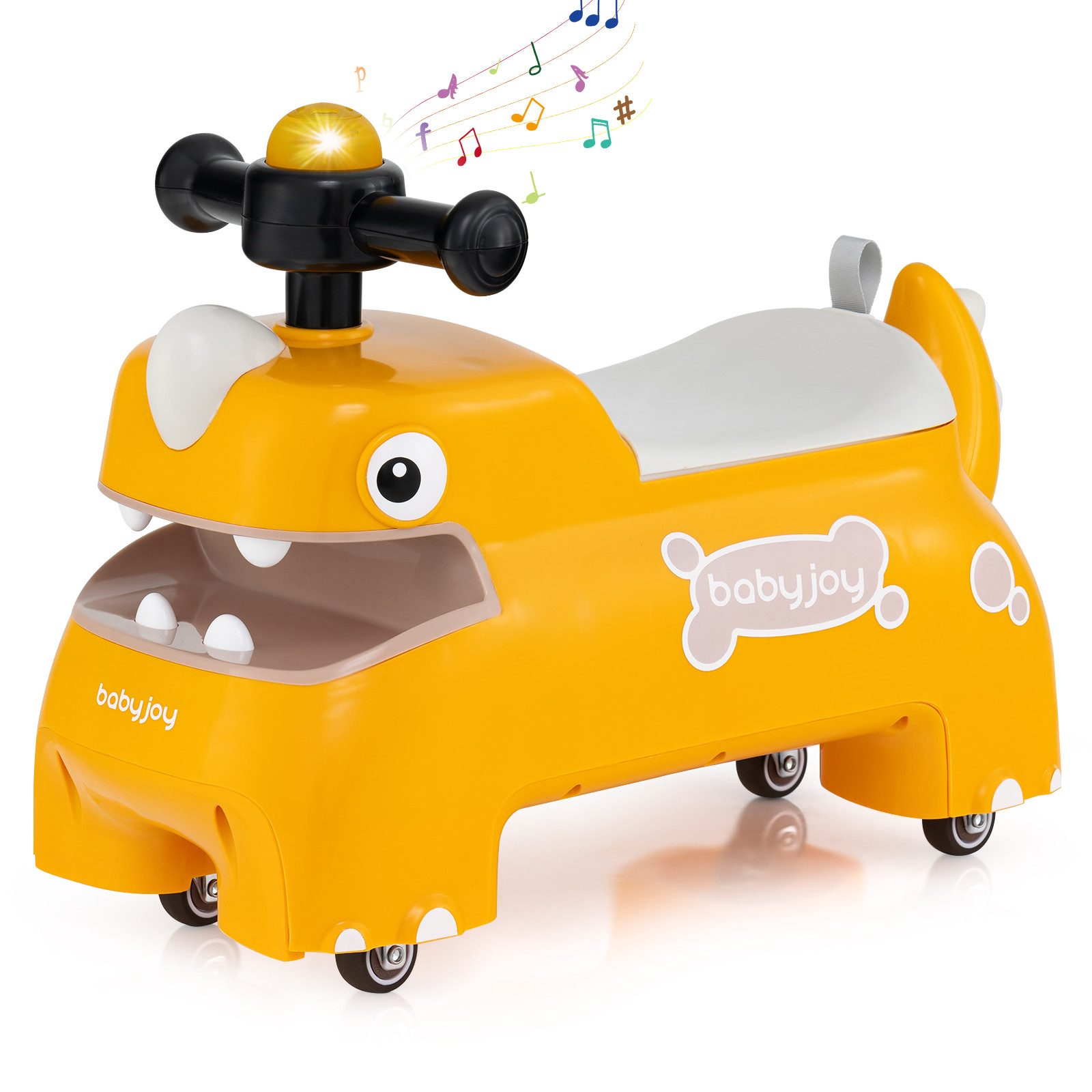 COSTWAY Rutscherauto, Rutschfahrzeug mit Stauraum, Lichter & Musik & Hupe