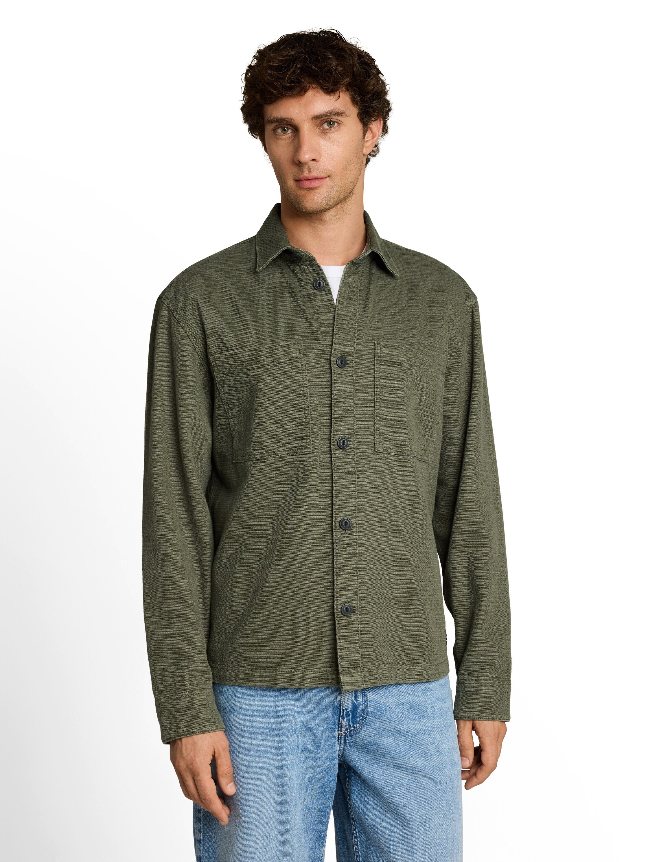 TOM TAILOR Denim Langarmshirt Denim mit Knopfleiste und Hemdkragen