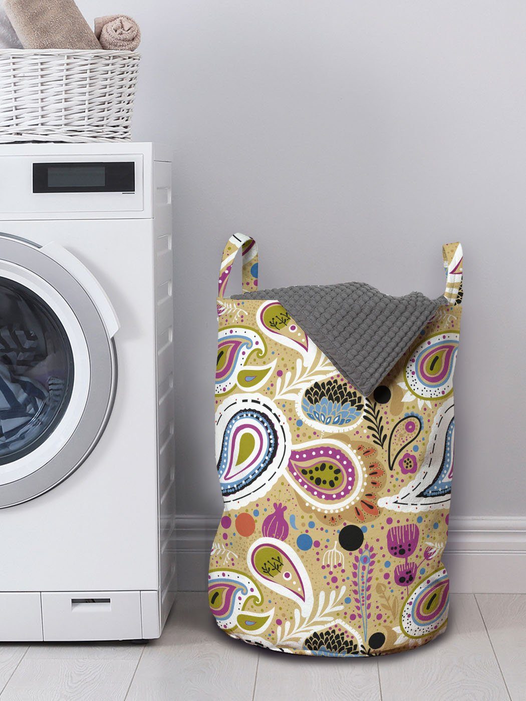 für Griffen Abakuhaus Motive Paisley mit Abstrakt inspirierte Wäschekorb Kordelzugverschluss Wäschesäckchen Waschsalons,