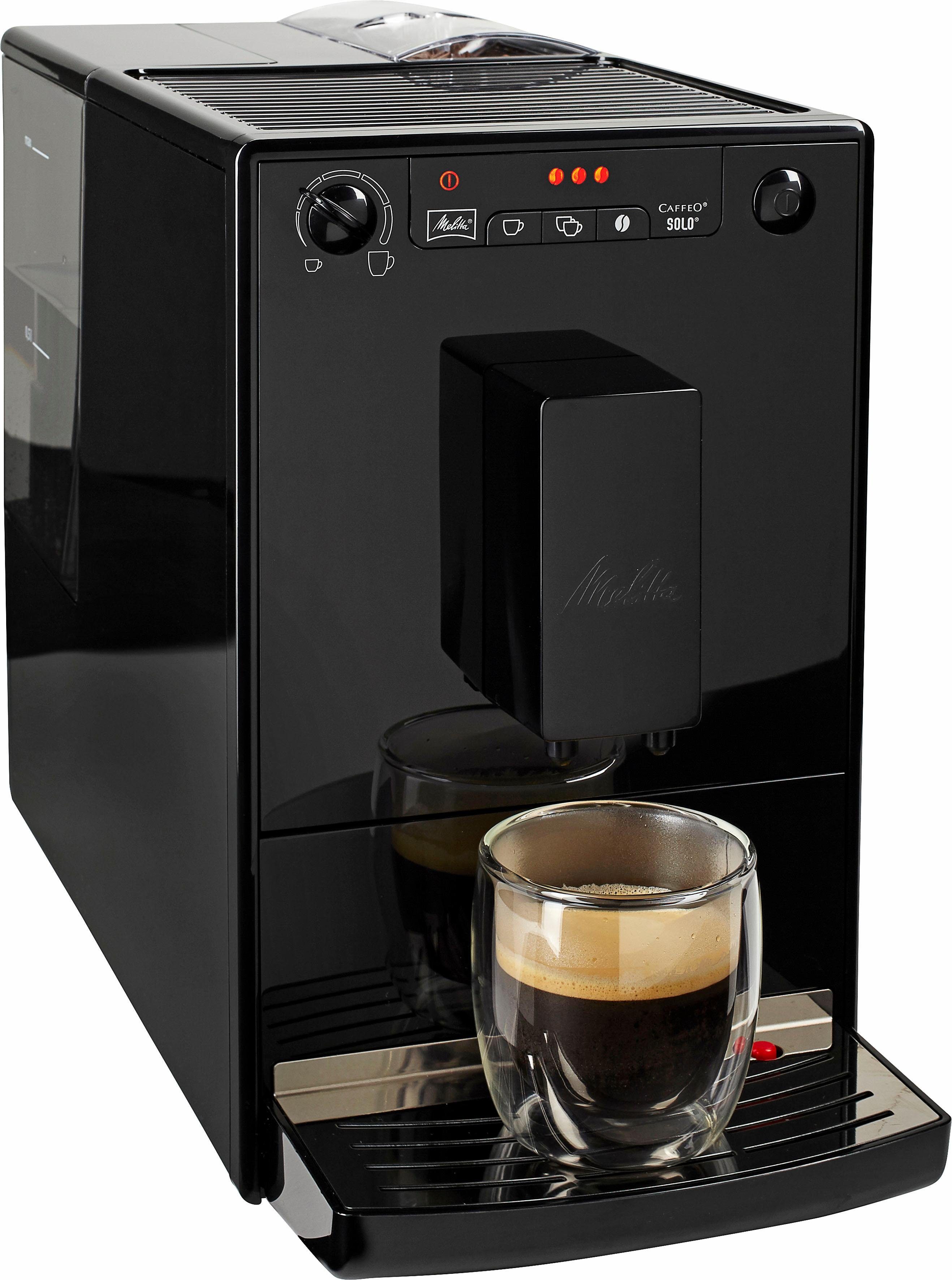 Melitta Kaffeevollautomat Solo® E950-222, pure black, Perfekt für Café crème & Espresso, nur 20cm breit
