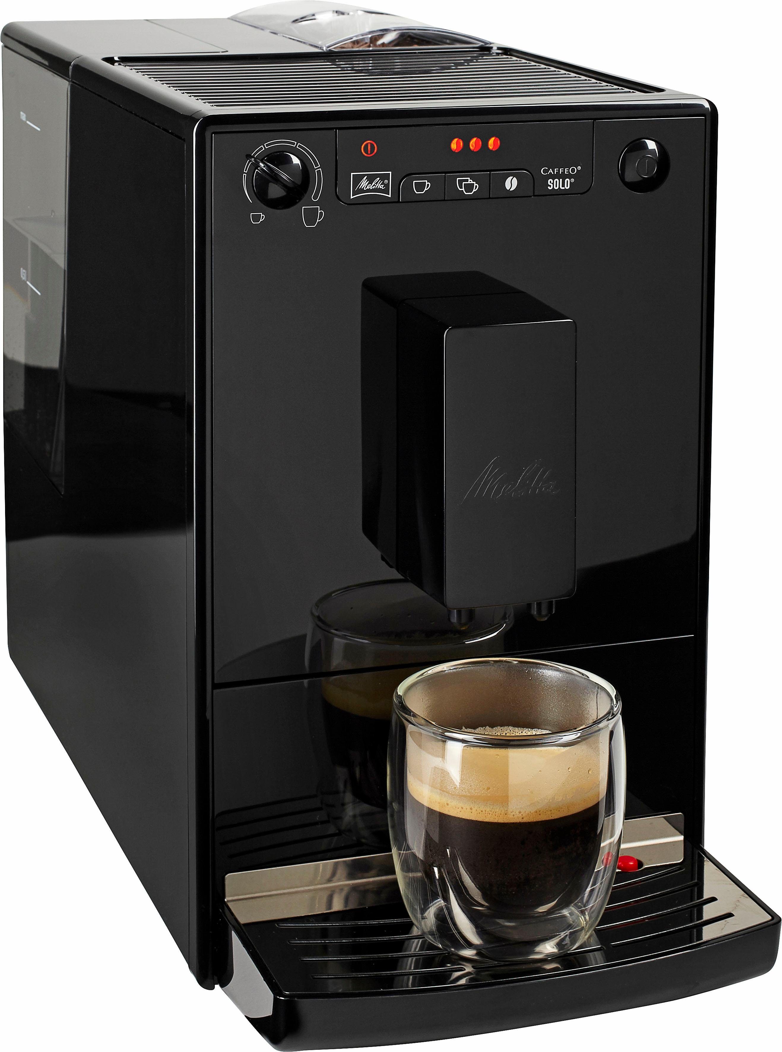 Melitta Kaffeevollautomat Solo® E950-322, pure black, aromatischer Kaffee &  Espresso bei nur 20 cm Breite, 2 Tassen zeitgleich befüllen: Double Cup Mode
