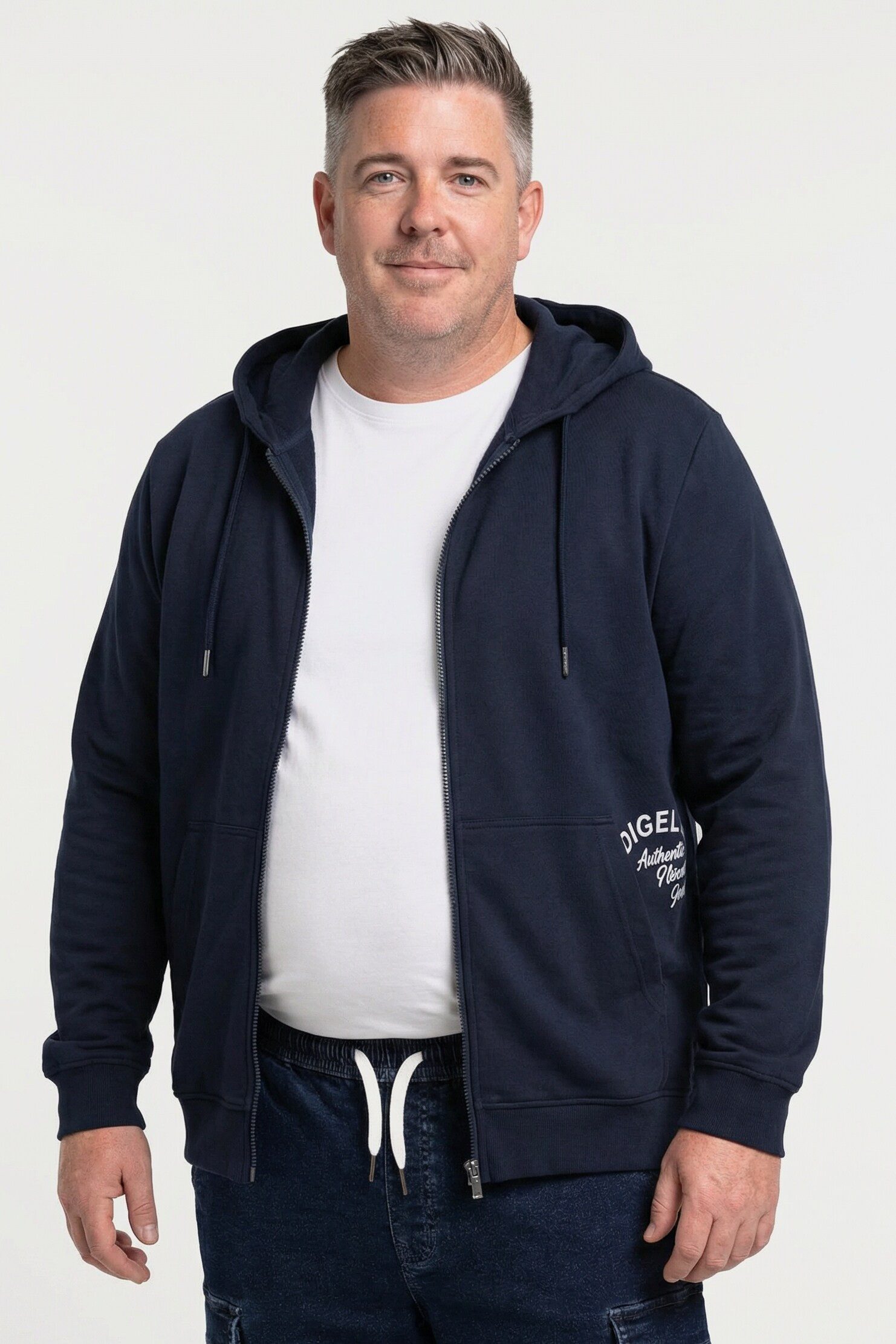 Men Plus Fleecejacke Hoodiejacke Sweat Kapuze Kängurutasche