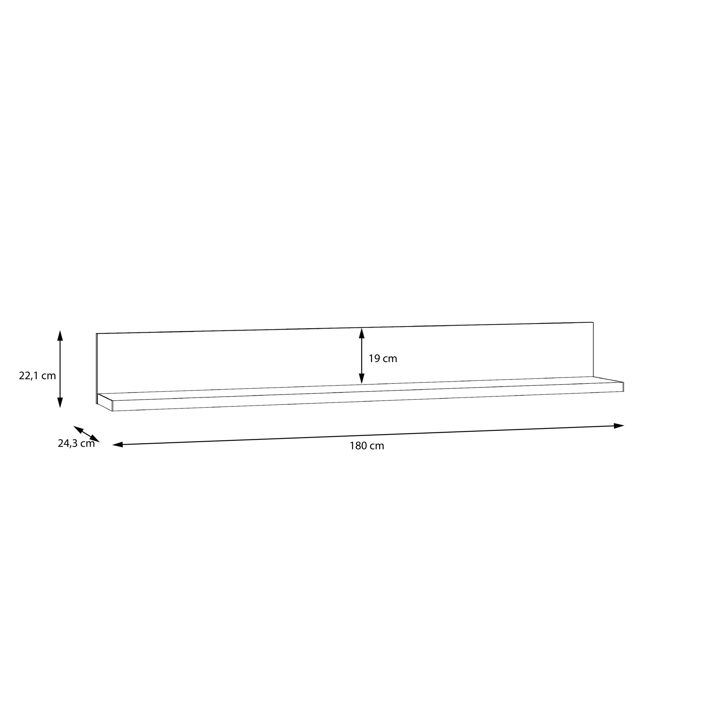 freiraum Wandboard SNOW, in weiß - 180x22,1x24,3cm (BxHxT)